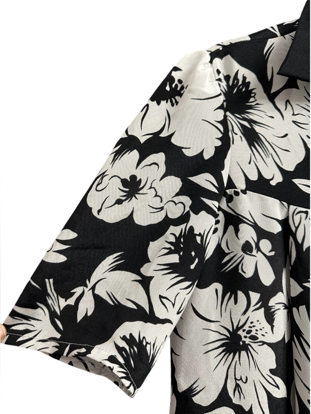 Susi Lee of California Vintage Black & White Floral Short-Sleeve Swing Dress - Picture 3 of 6